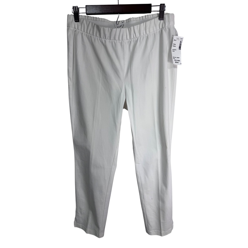 Eileen Fisher S White Ankle Pants Women's Stretch Elastic Waist Casual